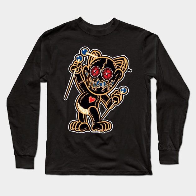 VooDoo Black Kitty Cat Doll Pittsburg Colors Long Sleeve T-Shirt by eShirtLabs